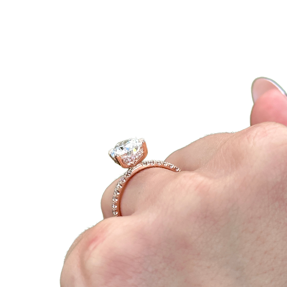Pear Shape Double Halo With 3 Prongs Diamond Engagement Ring Setting -  Barsky Diamonds